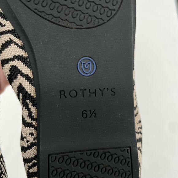 Rothy’s The Flat in Black Zebra Neutral Tapue Tan Printed Sustainable Flats 6.5 - Picture 15 of 15